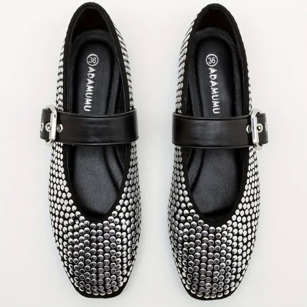New Black Studded Mary Jane Flats EU40 US9.5